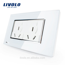 Panel de vidrio VL-C3C2B-81 de puntos de energía de pared múltiple estándar de EE. UU. Livolo